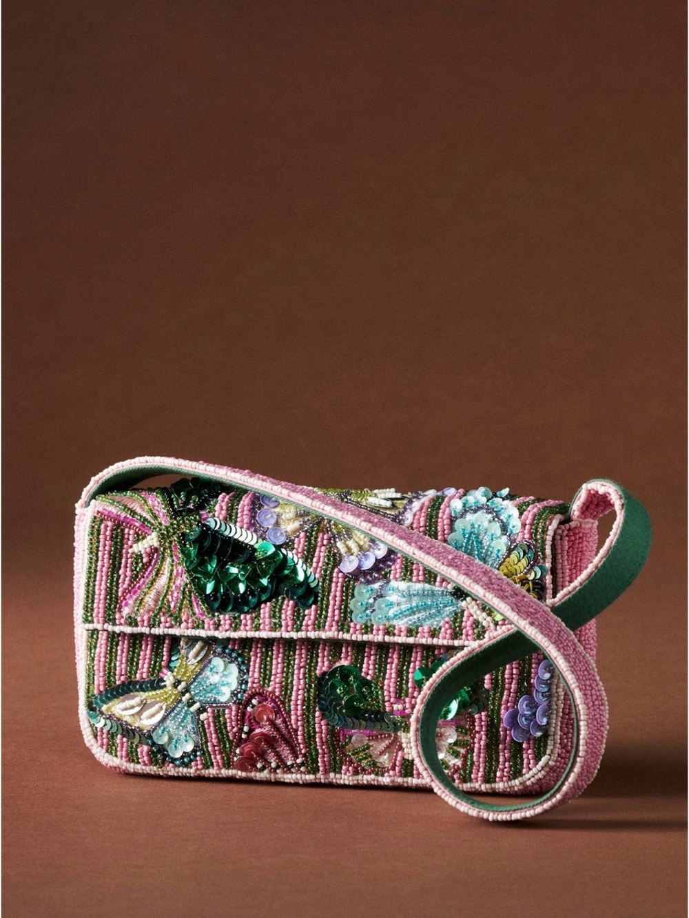 Anthropologie Fiona Butterfly Beaded Shoulder Bag